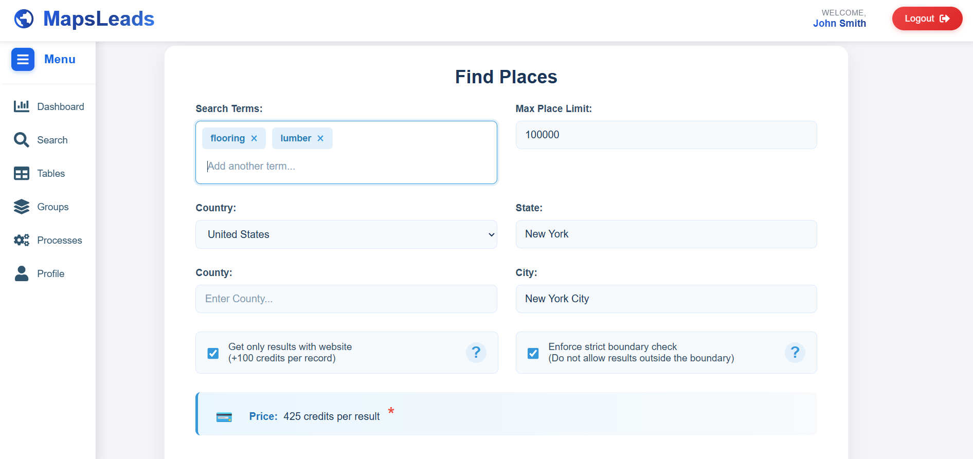 Google Maps MapsLeads Supplier Search